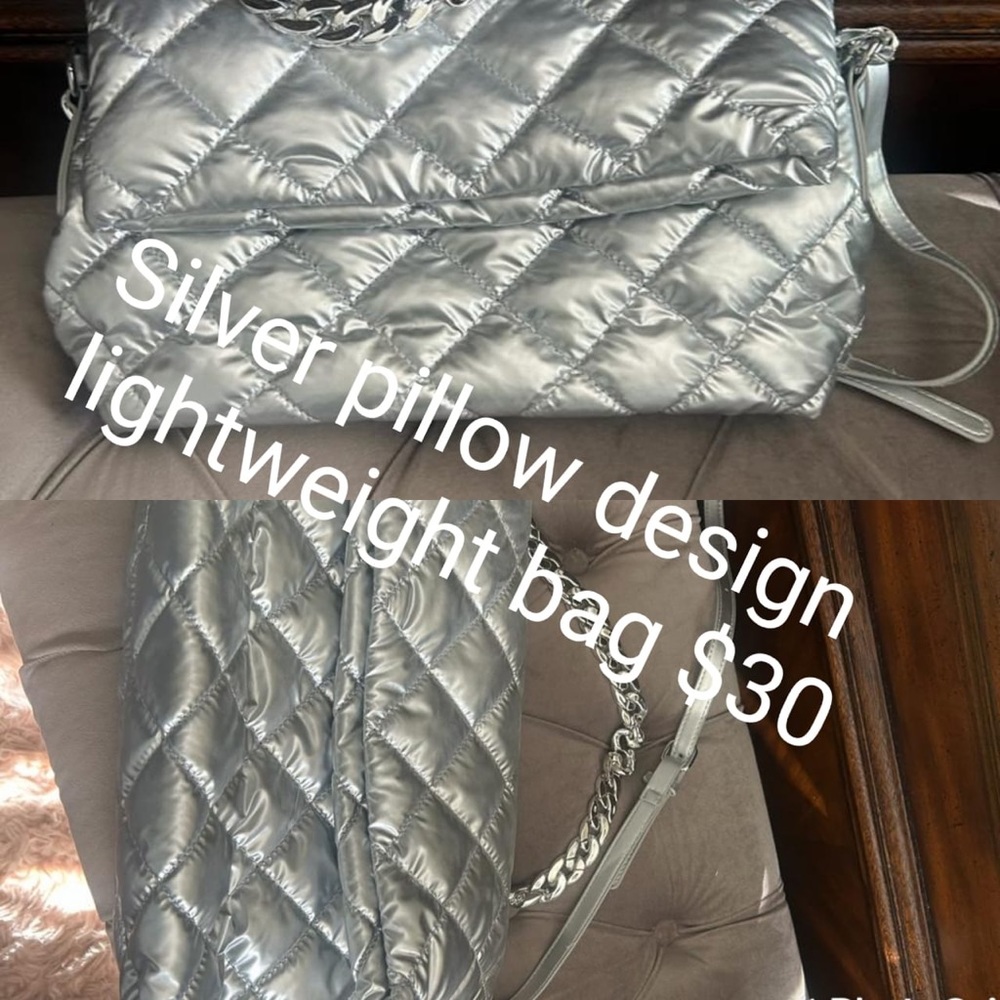 Quilted look silver bag